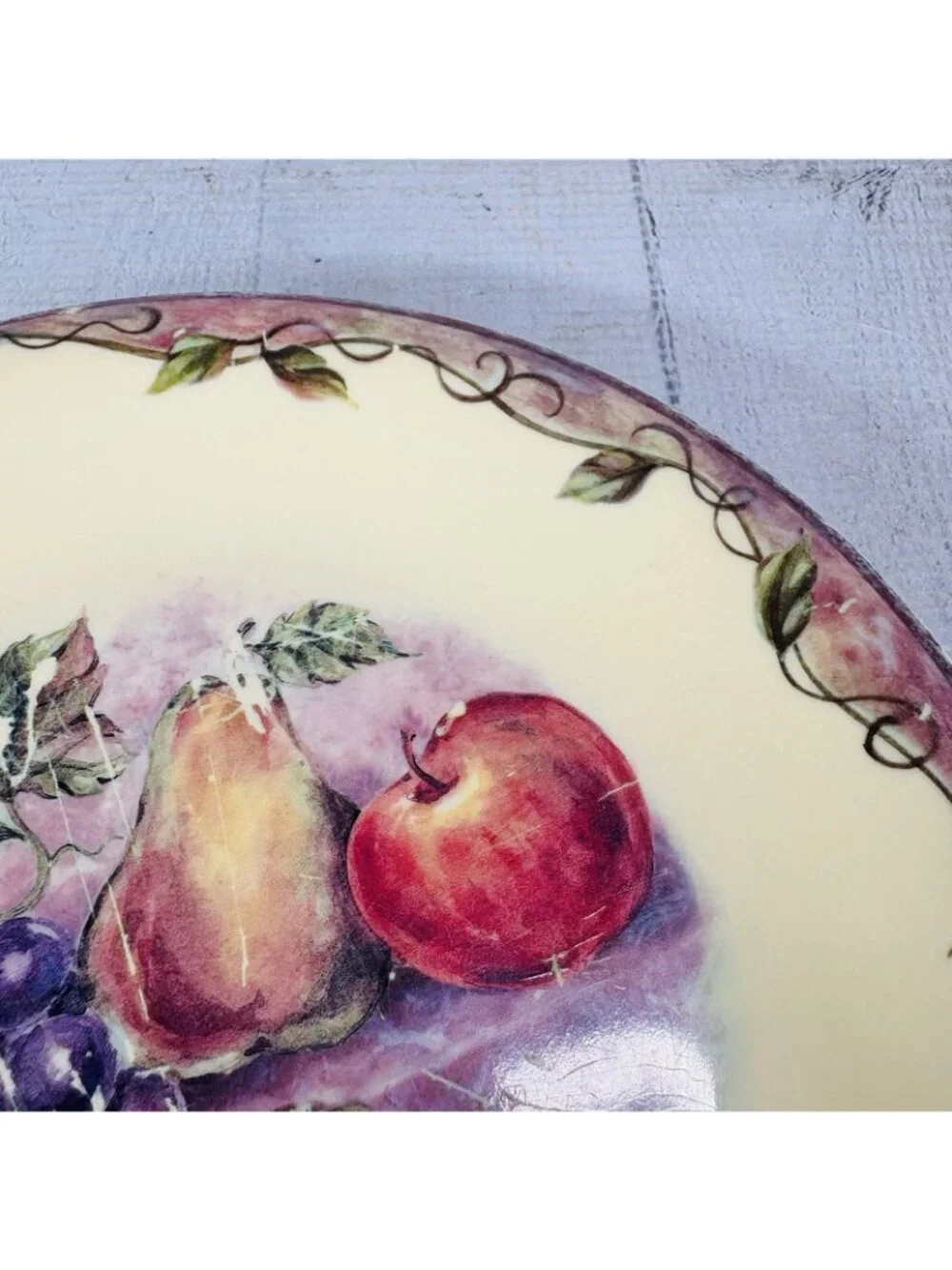 JC Penny Home Collection FRUIT MULTI Purple Melamine Salad Lunch Plates Set of 4
